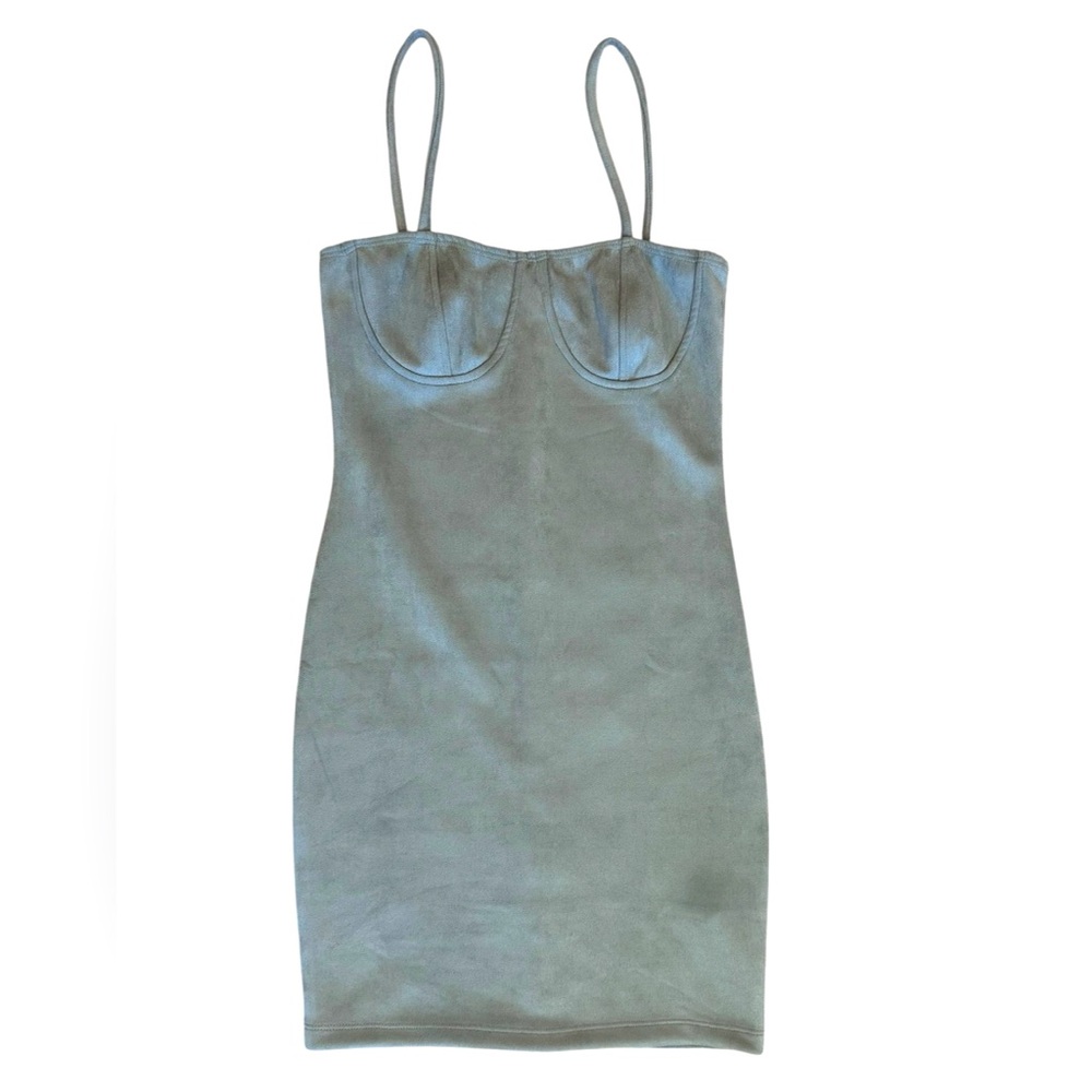 Women’s juniors gray/blue suede spaghetti strap mini dress size S NWOT